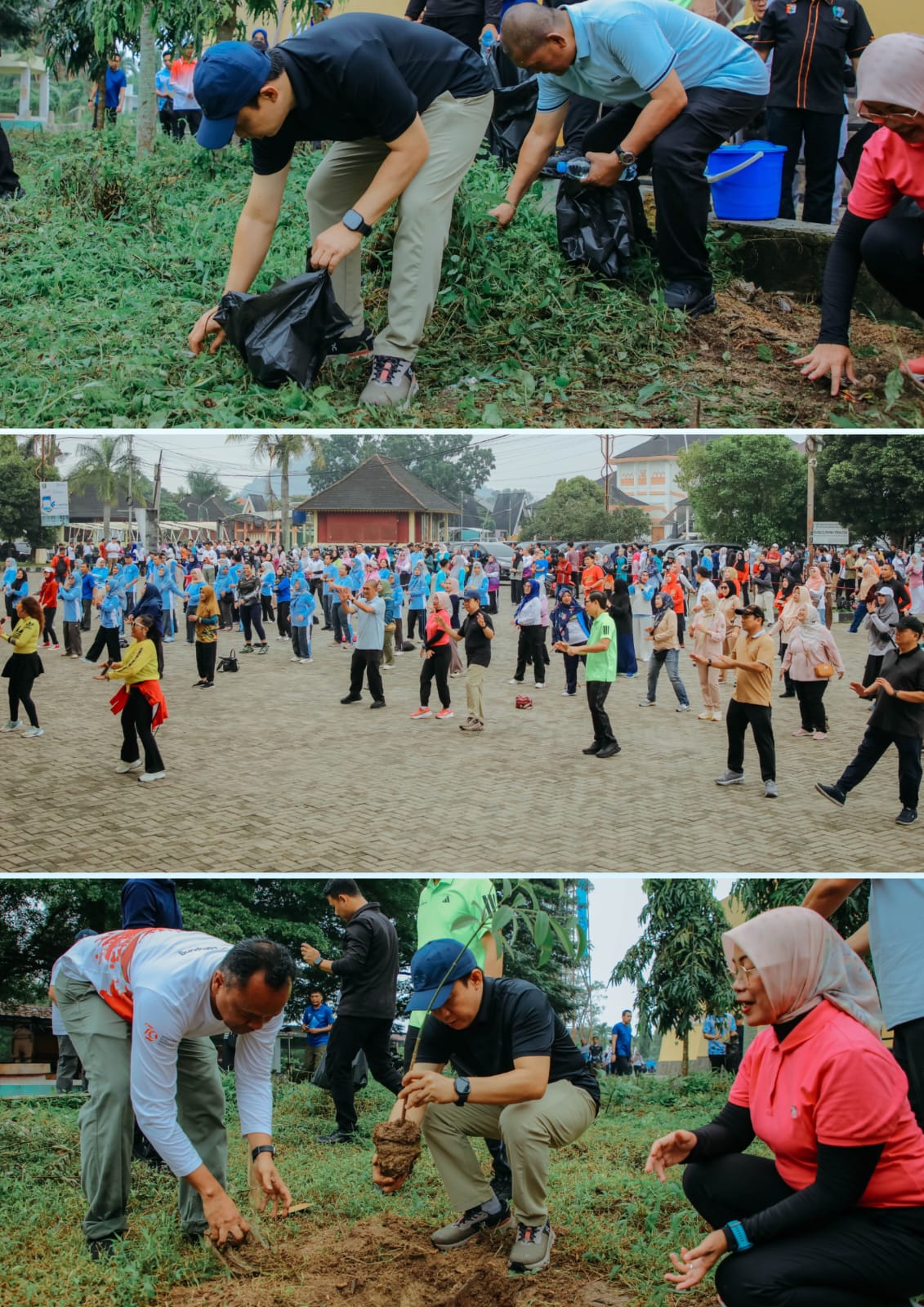 TINDAKLANJUTI INSTRUKSI GUBERNUR TENTANG PELAKSANAAN KORVE, PEMPROV LAMPUNG GELAR AKSI BERSIH BERSIH, TANAM POHON, DAN SENAM BERSAMA
